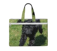Black Standard Poodle,Canvas Document Bag Zipper File Tote Bag Handbag Briefcase for School Office