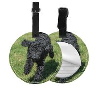 Black Standard Poodle,Luggage Tags Pu Leather Name Tag Travel Suitcase Identifier ID Tags Durable Baggage Label 2 pcs