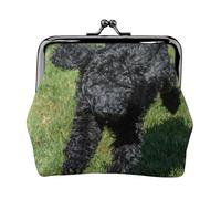 Black Standard Poodle, PU Leather Coin Purse, Small Wallets, Change Pouch with Kiss Lock Clasp Buckle, Change Purse