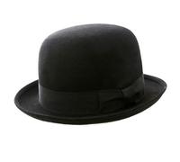 Black Standard Wool Felt Soft Bowler Hat with Satin Lining. (UK, Numeric, 7 1/8, Black)