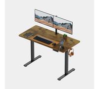 Large Adjustable Dark Wood Electric Standing Desk with USB C Charging VonHaus Dark Brown One Size