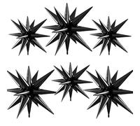 Black Star Balloons, 22/27 Inch Black Star Foil Balloons, Aluminum Foil Balloon, Cone Spike Balloon For Birthday Party Wedding Bachelorette Graduation Anniversary Engagement Retirement Decorations