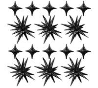 Black Star Balloons,Explosion Balloons Kit with 6Pcs 22Inch Cone Star Foil Balloons and 10Pcs 10Inch Four Pointed Star Balloons for Birthday Anniversary Disco Party Decorations
