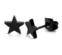 Black Star Stud Post Earrings for Men Women Gift Stainless Steel Star Stud Earrings Jewelry (Black)