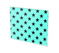 Black Stars Teal Pattern Acrylic Cutting Board with Counter Lip Non Slip Clear Cutting Board for Kitchen Countertops Protector, Large Size 16”×13”