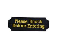 Black Statement Plaque Garden Wall Door Sign Please Knock Before Entering
