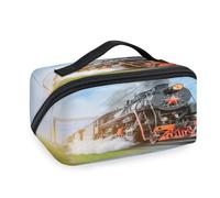 Black Steam Train Travel Makeup Bags for Women Men Girls Boys Vintage Train Wash Pouch Bag Portable Toiletry Cosmetic Toiletries Organizer Shower Bag