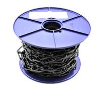 Black Steel Chain 3mm x 21mm - Side Welded Link Chain - 10 Metre Reel - Heavy-Duty Mild Steel Chain for DIY, Security, Garden & General Purpose Use