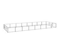 Black Steel Dog Kennel Outdoor Playpen, 24 m² Large Exercise Pet Enclosure with Lockable Latch, Weatherproof Dog House for Backyard