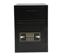 Black Steel Drop Box for Money and Mail, Drop Slot Safe with Front Load Drop Box, Cash Depository Safe, for Families, Offices, Hotels 35.2 * 35.2 * 55cm