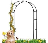 Black Steel Garden Arch -Outdoor Metal Arbor Trellis for Climbing Plants & Wedding Decor - Sturdy Base 300cm Wide x 220cm High