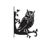 Black Steel Great Horned Owl Hanging Basket Bracket - Wall Mounted Garden Plant Hook for Outdoor Baskets, Decorative Heavy Duty Garden Wall Hook