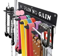 Black Steel Heavy-gauge Workout Rack Wall Mount Organizer Multi-Purpose Workout Gear Storage Rack Gym Hooks for Sports Gears Barbells Lifting Belt Fitness Band Carabiners Included With Uplifting Words