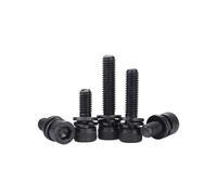 Black Steel Hex Cap Bolts With Nuts And Flat Spring Washers M4-M12(M12 x 35mm)