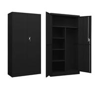 Black Steel Locker Cabinet 90 x 40 x 180 cm with 4 Shelves, 3-Point Lock and Key, Lockable, Ideal as a Filing Cabinet, Office Cabinet, Storage in the Home Office