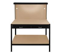 Workbench Pegboard Drawer LED Light Tool Garage Heavy Duty Steel Workshop DIY