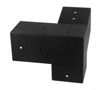 Black Steels Slanted Roofs Pergola Brackets Wall Mounts for 4x4 Inch Posts, 15 Degree 3-Way Gazebo Hardware Kits with Screws for Outdoor Porch(Left 15°)