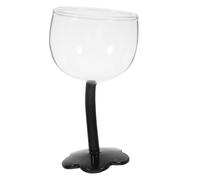 Black Stemmed 200ml Glass Goblet Sparkling Wine Cup for Wine Beverages | Reusable Elegant Design with Stable Base, Creative Shape for Home Entertainers, Festival Gatherings and Cocktail Tasting