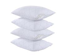 Black Stich Protectors 4 Pack Quilted 4" Inch Diamond Zippered Enclosure Anti Dust Mite Bed Bug Feather Mildew Proof Breathable Ultra Soft & Comfortable Bed Pillow Covers Set White Cases Encasement
