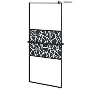 (black/stone design, 90 x 195 cm) vidaXL Walk-in Shower Wall Bath Enclosure with Shelf ESG Glass and Aluminium