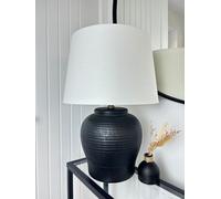 Black Stone Effect Ceramic Table Lamp with Linen Shade Downton Interiors Black Large