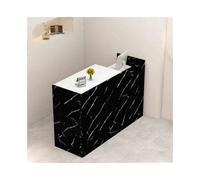 Black Stone Reception Desk with Lockable Drawer - Stylish Checkout Counter for Women’s Clothing Stores, Beauty Salons & Cash Registers - Left Side Design