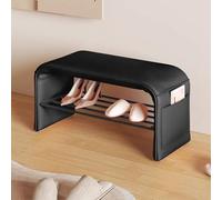 Black Storage Bench with Shoe Rack, 100cm Entryway Seat for Apartments, Rental Homes, Bedroom, Clothing Stores - Stylish and Functional Furniture