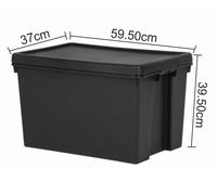 Black Storage Box with Lid Recycled Plastic Stackable Heavy Duty Containers - UK