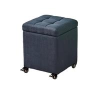 Black Storage Ottoman Footrest Stool - Versatile Rolling Footstool for Living Room 23.6" x 15.7" x 18.1" Perfect for Storage & Comfort in Any Space