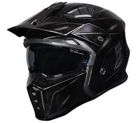 Black Street Fighter Vintage Open Face Motorcycle Helmet XS Gloss Polished Black