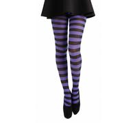 BLACK STRIPE NYLON TIGHTS GOTH ROCKER FUNKY RED PURPLE WITCH HALLOWEEN STRIPEY