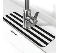Black Stripe Print Customizable Diatomaceous Earth Faucet Mat | Bright Playful Patterns Refresh Your Sink Space, Craft Personalized Looks To Brighten Daily Washing Moments