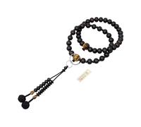 京都あさひ屋 Black Striped Ebony Wood Jodo-shu style Men's Juzu Prayer beads for Men&Buddhist Meditation Asian Rosary Made in Kyoto Chakra Mala beads for Men JUA161