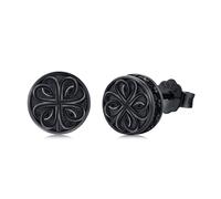 Black Stud Earrings 925 Sterling Silver Four Leaf Clover Earrings Celtic Irish Knot Earrings Lucky Clover Jewellery Gifts for Men Women Birthday