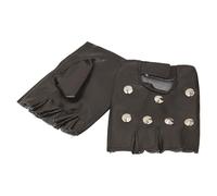 Bristol Novelty Ltd Gloves - Black Studded Biker Punk Gloves - Festival & Halloween, 1 Pair