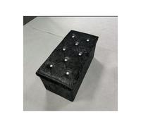 (Black) Stunning Crush Velvet Ottoman Storage Box with Elegant Button Tufting Design