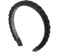 Black Suede Braid Hair Hoop Fashion Band for Women Adults | One Piece, Black Finish, Lightweight European Style, Keeps Strands in Place, Everyday Accessory