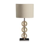 Black Suede Effect Shade Table Lamp, Chrome Base with Glass Orb Detail, 40W E14 Bulb Compatible, Ideal for Premier Housewares Cream One Size
