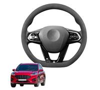 Black Suede Steering Wheel Cover for Kuga/Escape 2020-2023 D-Shape Non-Slip Leather with Silicone Inner Ring Breathable Car Interior Accessories,A
