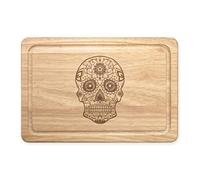 Black Sugar Candy Skull Rectangular Wooden Chopping Board