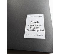 Black Sugar Paper 140gsm A4 Size 200 Sheets Recycled Made in UK