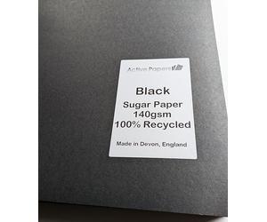Black Sugar Paper 140gsm A4 Size 200 Sheets Recycled Made in UK