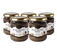 Black Summer Truffle Tuber aestivum Gourmet Food Sauce Pasta with Black Olives and Parsley, Ideal for Meat, Grilled Bread, omelets, Pasta, Risotto, Sushi (170g) (5 Jars x 170gr)
