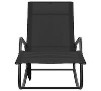 Black Sun Lounger with Steel Frame and Fabric, Stable and Durable Rocking Chair for Outdoor Use, Optimal Seating Comfort, Side Pocket Included, Easy Assembly, Weather Resistant (Black)