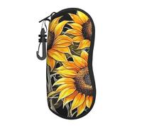 Black Sunflower Printed Glasses Case Ultra-Light Soft Shell Protective Eyewear Organizer For Men And Women
