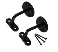 Black Support Wall Mounted Handrail Brackets Banister Support Handrail 63mm with Matching Screws Rail Brackets for Stairs Handrail Holder with Rosette for Indoor and Outdoor Stairs Pack of 10.