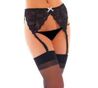 Black Suspender Belt With Stockings And Bow
