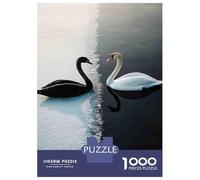 Black Swan 1000 Piece Jigsaw Puzzle Paper for Adults White Swan Mirror Image Relaxing Gift Home Decor 38x26cm/1000pcs