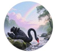 Black Swan 1000 Piece Round Puzzle For Mind Training Family Inclusion Fine Motor Skills Team Building Bird Game Night Gathering Centrepiece 1000pcs (67.5x67.5cm)