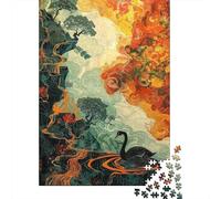 Black Swan Art Print Jigsaw Puzzles Puzzles for Adults Kids. 1000 Piece Whimsical Challenge Toy Educational Game Home Decoration for Adults& Kids Age 14 Years Up 38x26cm/1000pcs